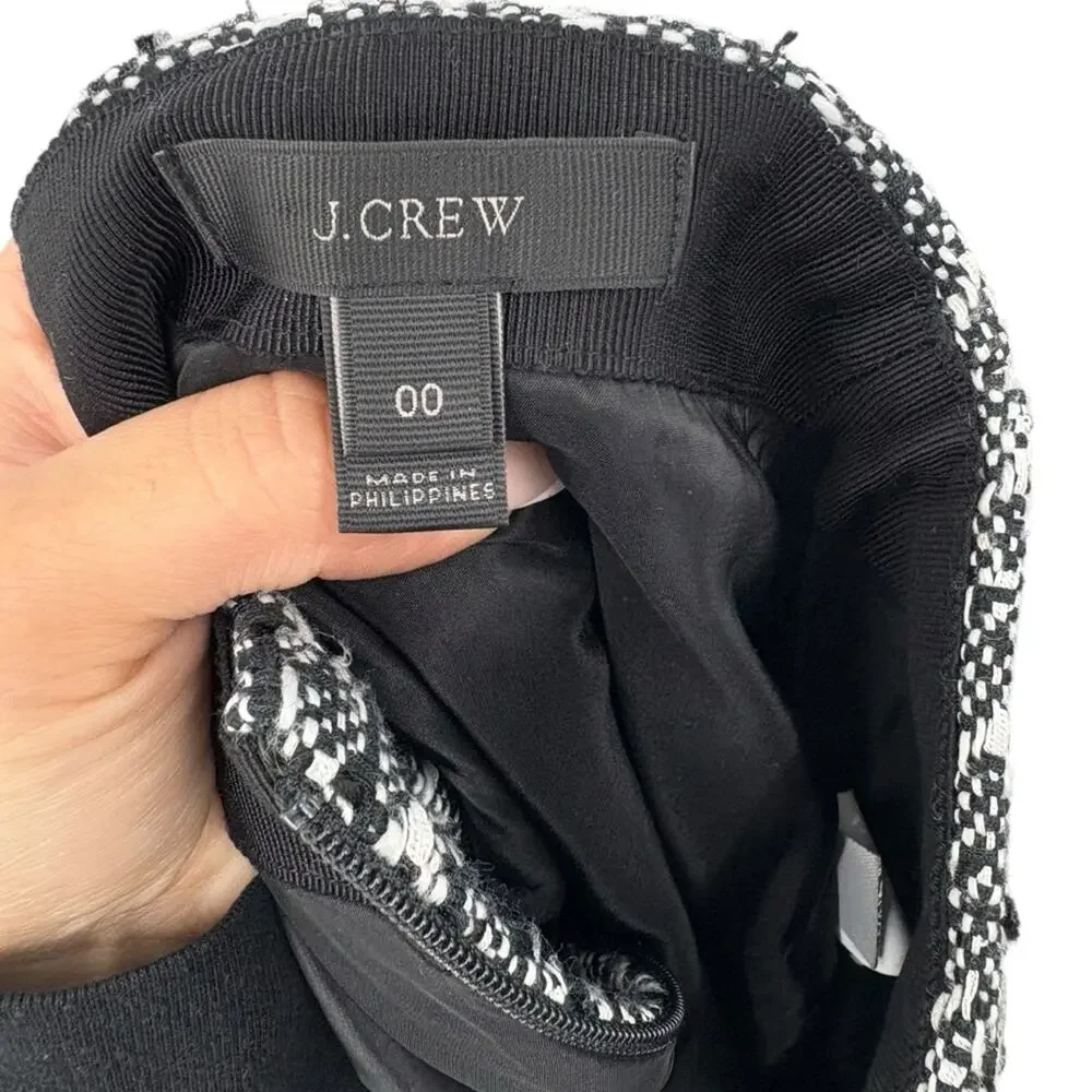 J.Crew Tweed Pencil Skirt Black & White Textured Size 00 Lined Classic Career